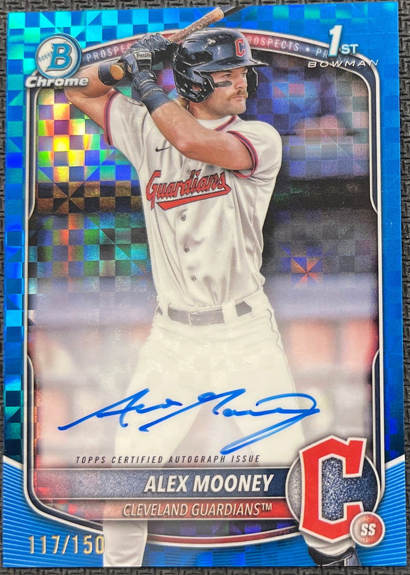 2025 Bowman Chrome Alex Mooney Blue Checkerboard Auto /150 (RAW)