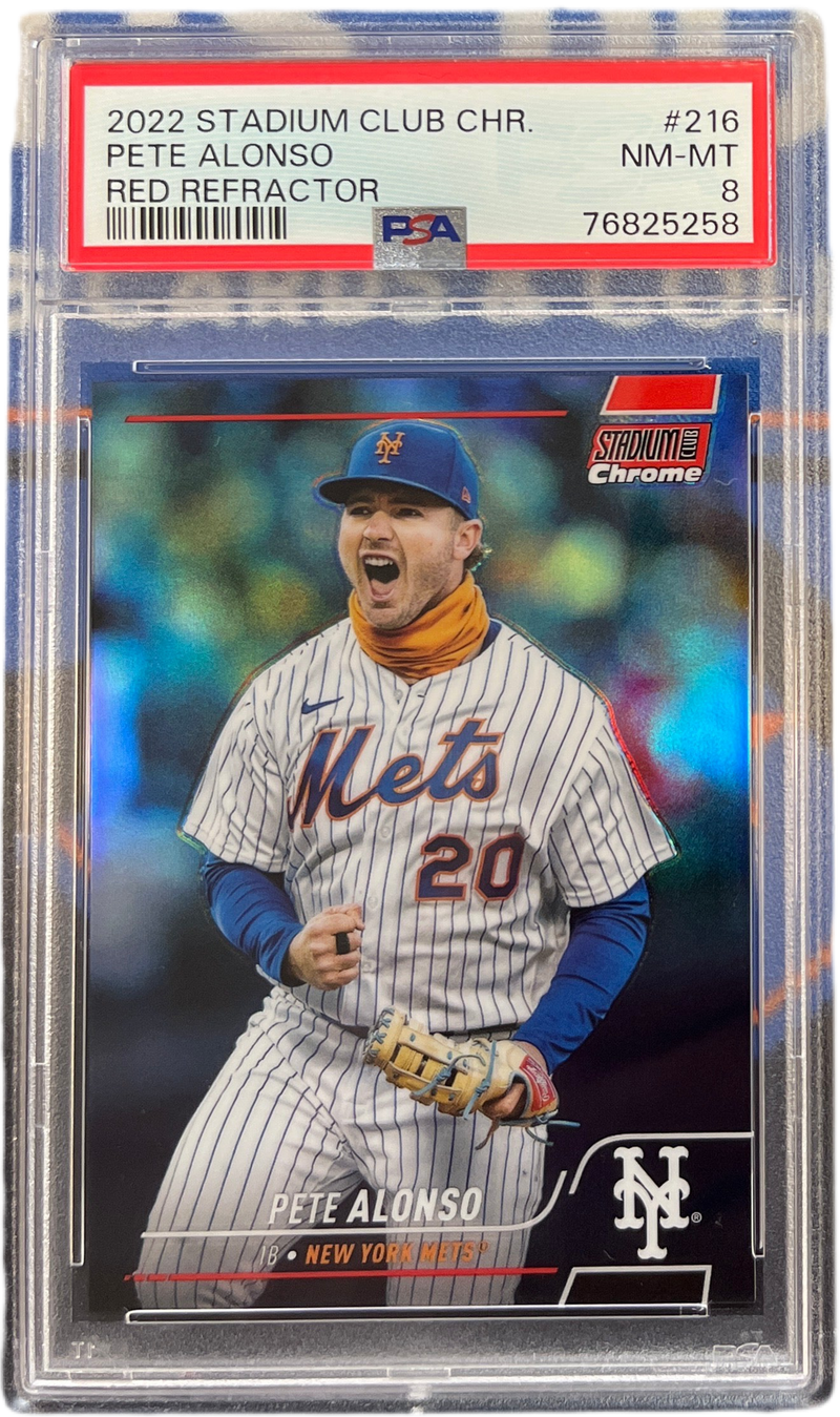 2022 Stadium Club Chrome Pete Alonso Red /5 Refractor PSA 8