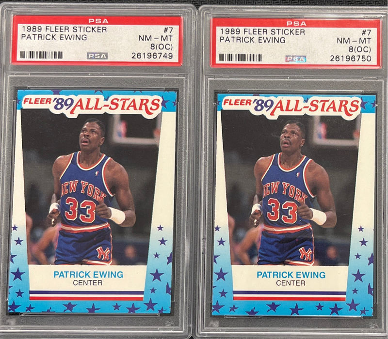 1989 Fleer Stickers Patrick Ewing PSA 8(OC)