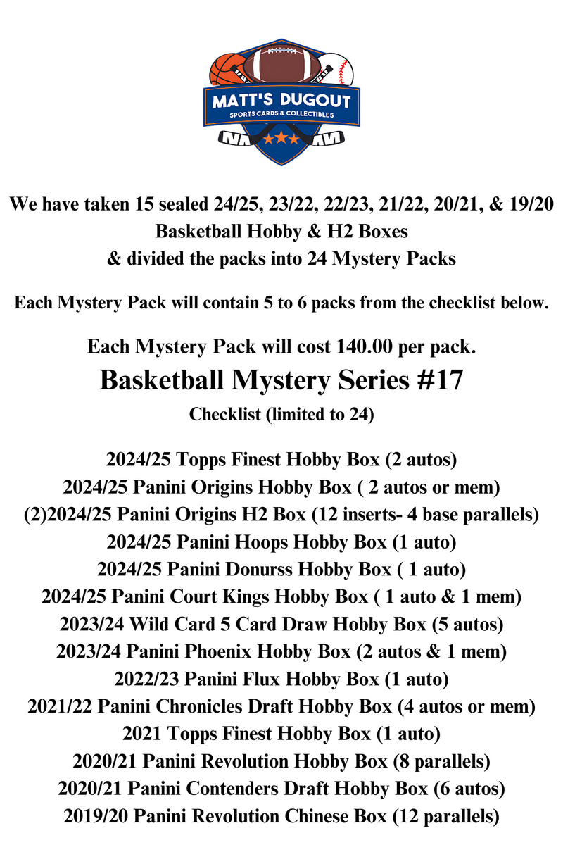 Matt’s Dugout Mystery Basketball Pack Series