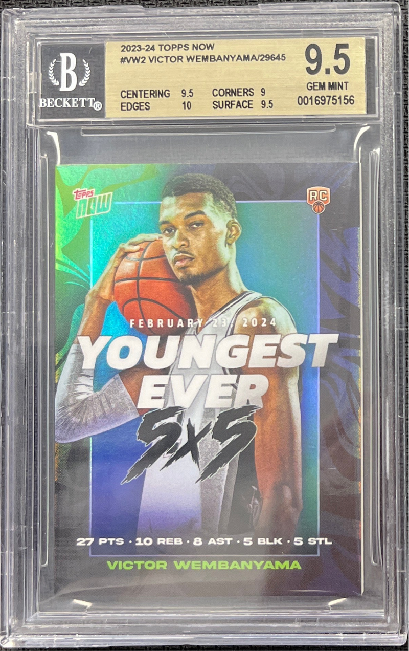 2024 Topps Now Victor Wembanyama "Youngest Ever 5X5" Card