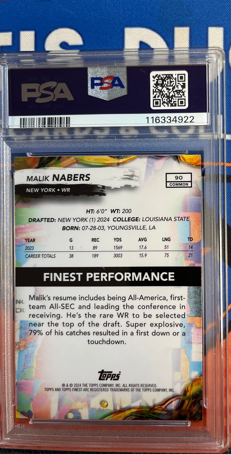 2024 Finest Malik Nabers PSA 9