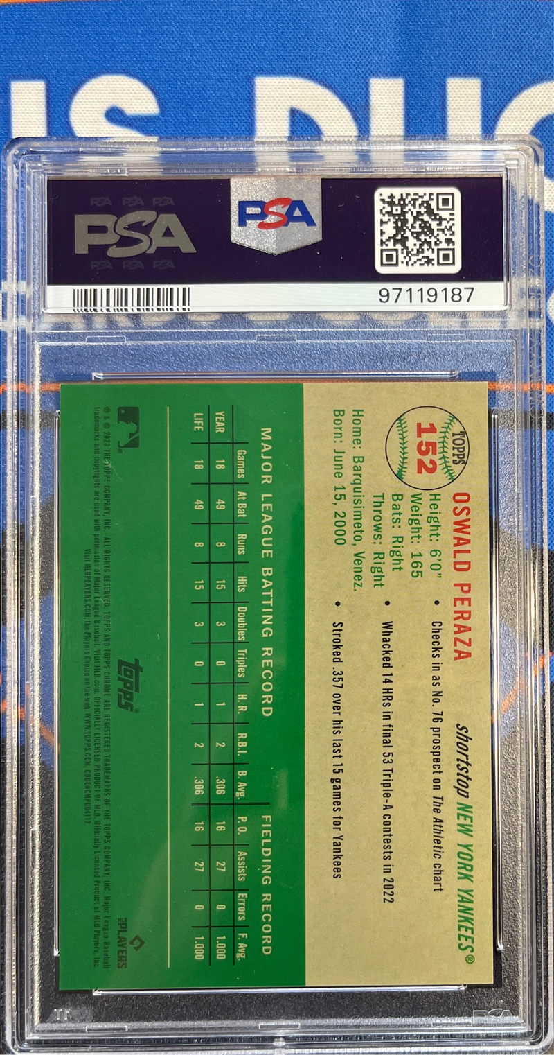 2023 Platinum Anniversary Oswald Peraza Toile White/Green Ref PSA 10