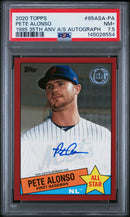 2020 TOPPS 1985 TOPPS 35TH ANNIVERSARY ALL-STARS AUTOGRAPHS #85ASA-PA PETE ALONSO RED #/25 PSA 7.5