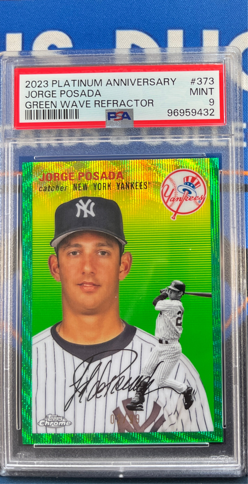 2023 Platinum Anniversary Jorge Posada Green Wave Refractor PSA 9
