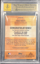 2024 Topps Tribute Pillars Of The Game Autos Mike Trout Orange BGS 9.5 Auto 10