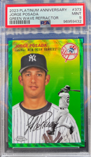2023 Platinum Anniversary Jorge Posada Green Wave Refractor PSA 9