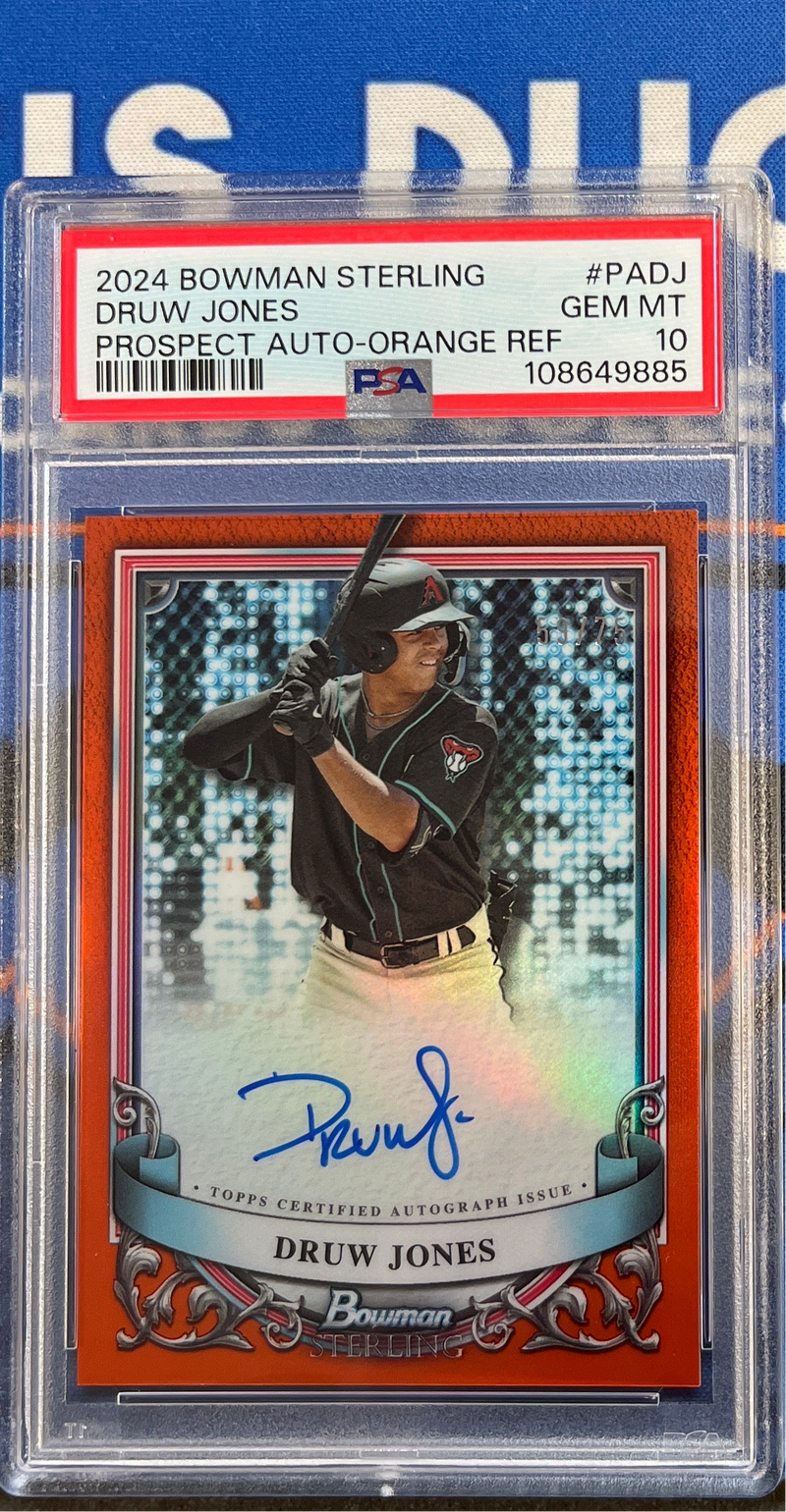 2024 Bowman Sterling DruwJones Prospect Auto-Orange PSA 10