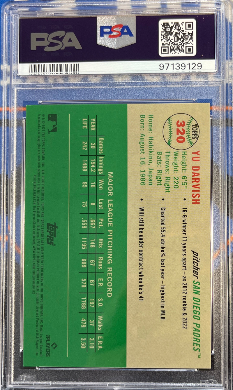 2023 Platinum Anniversary Yu Darvish Blue Shimmer Refractor PSA 9