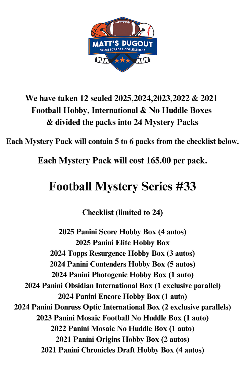 Matt’s Dugout Mystery Football Pack Series