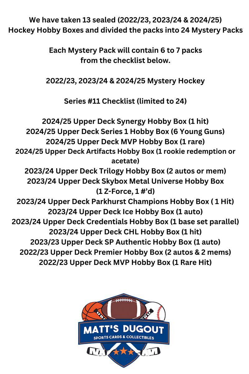 Matt’s Dugout Mystery Hockey Pack Series