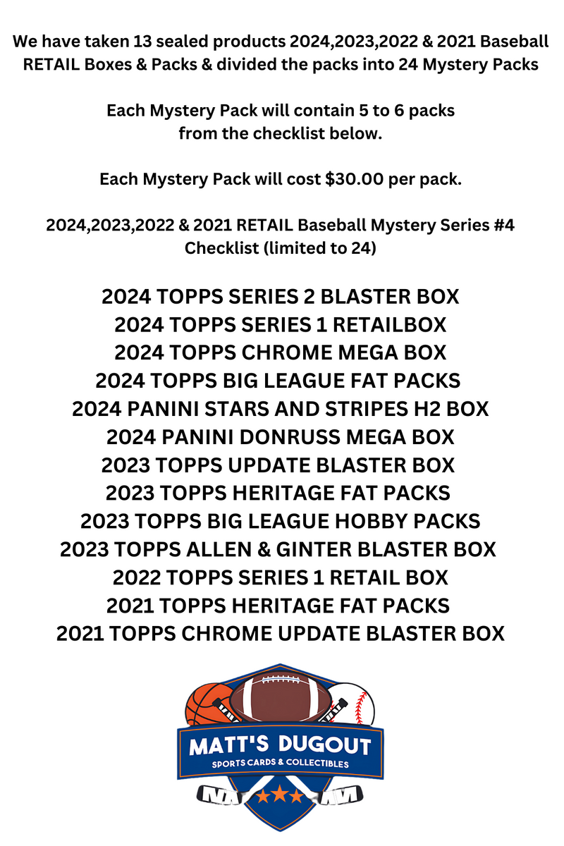 Matt's Dugout RETAIL Baseball Mystery Packs Series